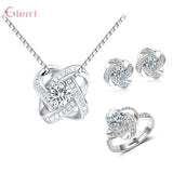 925 Sterling Silver Full Jewelry Set Necklace+Earring+Ring Gift