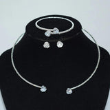 Zircon Heart Choker Necklace Earrings Bracelet Set
