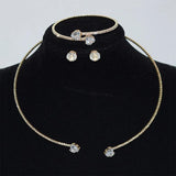 Zircon Heart Choker Necklace Earrings Bracelet Set