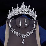 Green Crystal Bridal Jewelry Set: Tiara, Earrings, Necklace, Crown