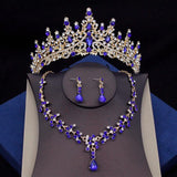 Green Crystal Bridal Jewelry Set: Tiara, Earrings, Necklace, Crown