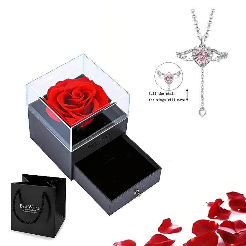Heart Necklace Rose Flower Angel Wings Romantic Christmas Gift for Women