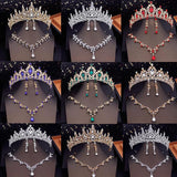 Bridal Jewelry Set Tiara Crown Necklace Earring Wedding Dress Tiaras
