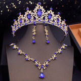 Bridal Jewelry Set Tiara Crown Necklace Earring Wedding Dress Tiaras