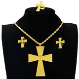 Ethiopian Big Cross Pendant Chain Earrings Ring Women
