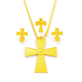 Ethiopian Big Cross Pendant Chain Earrings Ring Women