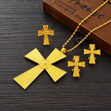Ethiopian Big Cross Pendant Chain Earrings Ring Women