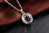 925 Silver Purple Crystal Pendant Set Wedding Engagement Jewelry