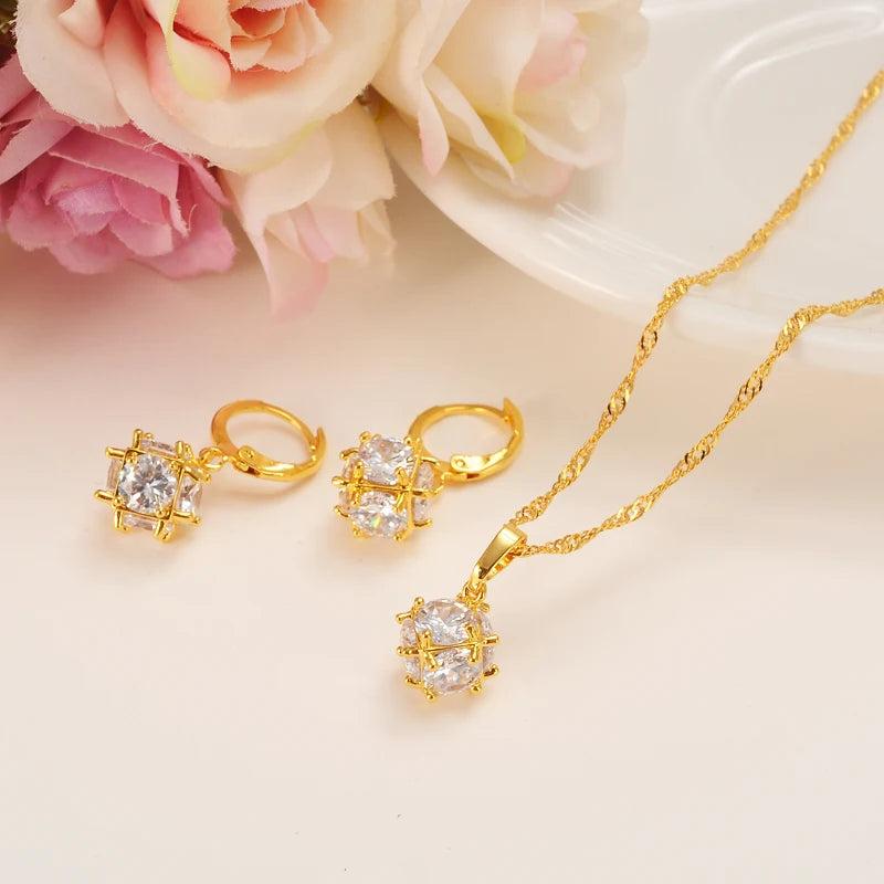 Dubai Jewelry Set 18K Plating Earrings & Pendant with Necklace