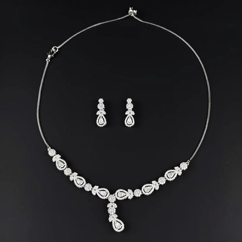 2pcs Pear Bridal Jewelry Set for Women Anniversary Gift J8018
