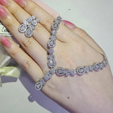 2pcs Pear Bridal Jewelry Set for Women Anniversary Gift J8018