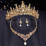 Baroque Crown Jewelry Sets for Women Wedding Bride Tiaras Necklace Earring Set
