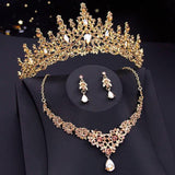 Baroque Crown Jewelry Sets for Women Wedding Bride Tiaras Necklace Earring Set