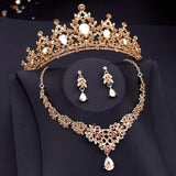 Baroque Crown Jewelry Sets for Women Wedding Bride Tiaras Necklace Earring Set