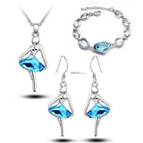 Austrian Crystals Ballet Girl Pendant Bridesmaid Jewelry Set