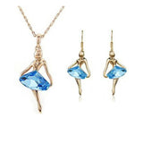Austrian Crystals Ballet Girl Pendant Bridesmaid Jewelry Set
