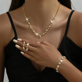 Silver Rhinestones Wedding Jewelry Sets Crystal Necklace Earrings Bracelet