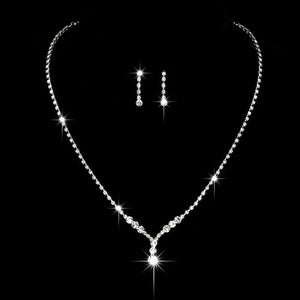 Bling Crystal Drop Choker Necklace Earrings Bracelet Set
