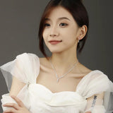 Bling Crystal Drop Choker Necklace Earrings Bracelet Set