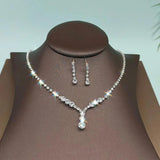 Bling Crystal Drop Choker Necklace Earrings Bracelet Set