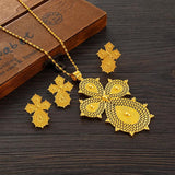 Ethiopian Big Cross Jewelry Set Pendant Chain Earrings Ring African Eritrea