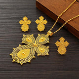Ethiopian Big Cross Jewelry Set Pendant Chain Earrings Ring African Eritrea