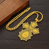 Ethiopian Big Cross Jewelry Set Pendant Chain Earrings Ring African Eritrea