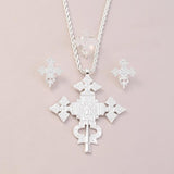African Silver Cross Jewelry Sets Ethiopian Eritrea Pendant Earrings Rings