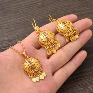 Dubai Necklace Earring Set Party Jewelry Sets Round Gift Charms Girls Kid Jewelr