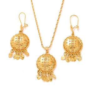 Dubai Necklace Earring Set Party Jewelry Sets Round Gift Charms Girls Kid Jewelr