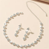 Royal Crystal Rhinestone Choker Necklace Earrings Set Vintage Wedding Accessory