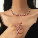 Royal Crystal Rhinestone Choker Necklace Earrings Set Vintage Wedding Accessory