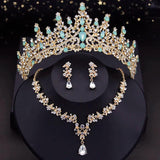 Princess Crown Jewelry Set for Women Wedding Bride Tiara Necklace Earring