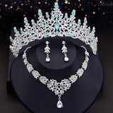 Princess Crown Jewelry Set for Women Wedding Bride Tiara Necklace Earring