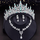 Princess Crown Jewelry Set for Women Wedding Bride Tiara Necklace Earring