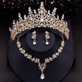 Princess Crown Jewelry Set for Women Wedding Bride Tiara Necklace Earring