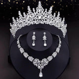Princess Crown Jewelry Set for Women Wedding Bride Tiara Necklace Earring