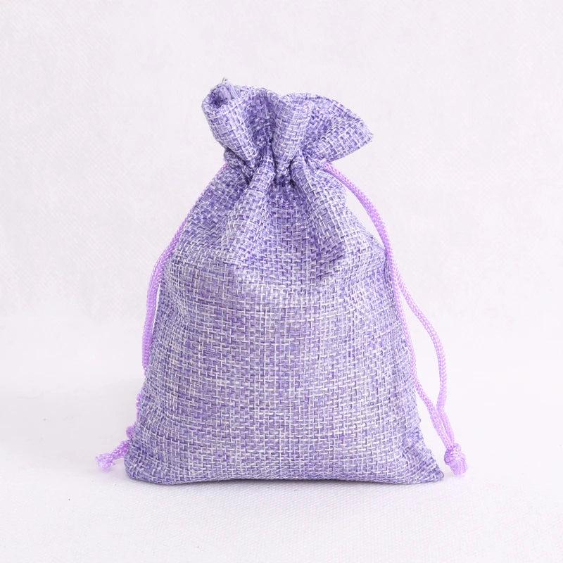 10pcs Purple Jute Drawstring Bags Favor Gift Wedding Christmas Linen Pouches