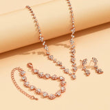 Rhinestone Wedding Jewelry Set Crystal Bridal Necklace Earrings Bracelet