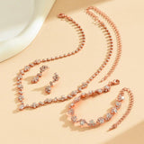 Rhinestone Wedding Jewelry Set Crystal Bridal Necklace Earrings Bracelet