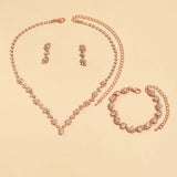 Rhinestone Wedding Jewelry Set Crystal Bridal Necklace Earrings Bracelet
