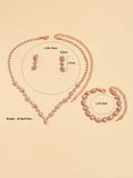 Rhinestone Wedding Jewelry Set Crystal Bridal Necklace Earrings Bracelet
