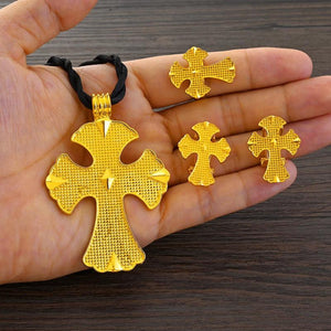 Ethiopian Jewelry Set for Women: Pendant Necklaces Earrings Ring