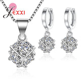 925 Silver Cherry Plum Flower Jewelry Set CZ Women Dress Up
