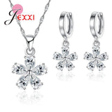 925 Silver Cherry Plum Flower Jewelry Set CZ Women Dress Up
