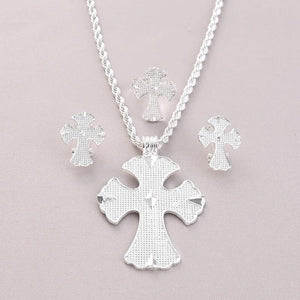 African Silver Cross Jewelry Set Eritrea Pendant Earrings Rings