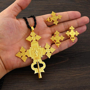 African Cross Necklace Earrings Ring Jewelry Sets