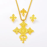 African Cross Necklace Earrings Ring Jewelry Sets