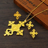 African Cross Necklace Earrings Ring Jewelry Sets