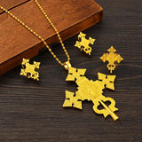 African Cross Necklace Earrings Ring Jewelry Sets